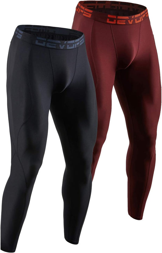 2 Pack Men'S Compression Pants Athletic Leggings with Pocket/Non-Pocket