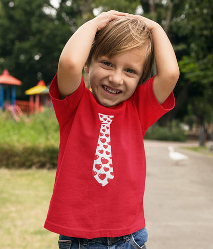 Red Hearts Tie for Valentine'S Day Love Youth Kids T-Shirt