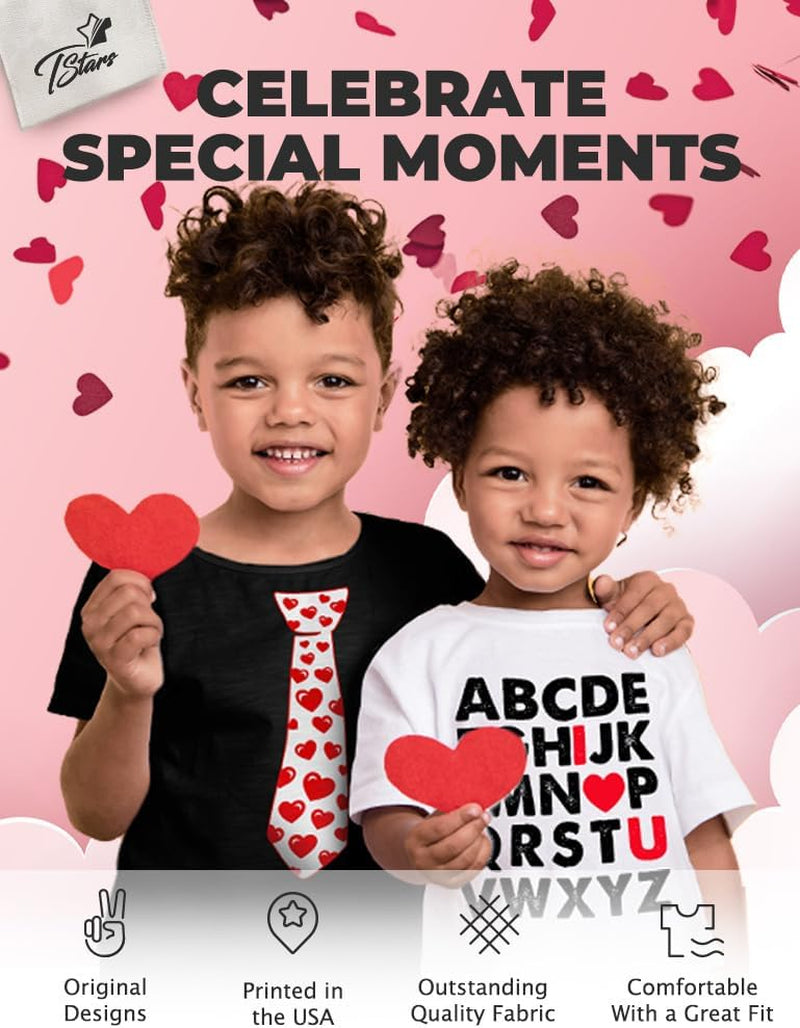 Red Hearts Tie for Valentine'S Day Love Youth Kids T-Shirt