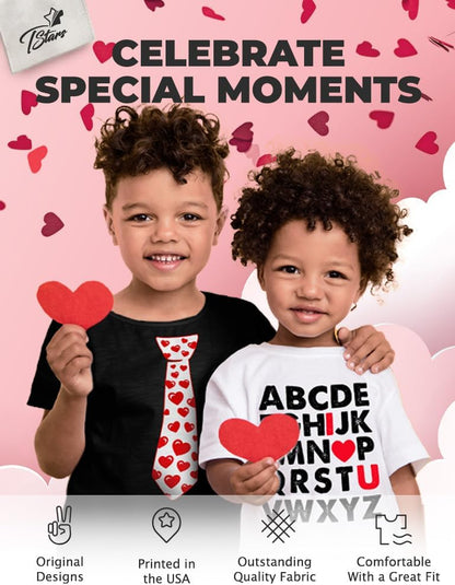 Red Hearts Tie for Valentine'S Day Love Youth Kids T-Shirt
