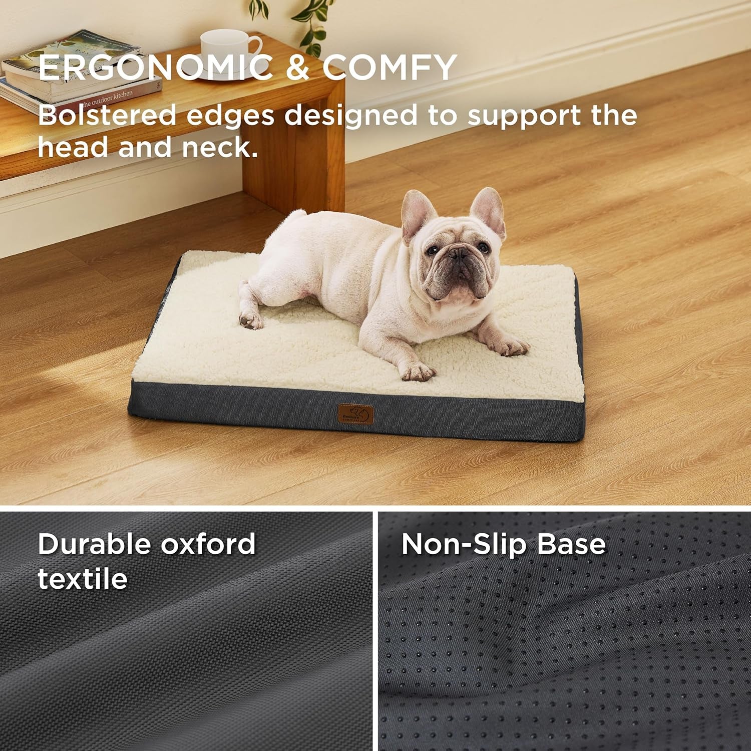Large Dog Bed for Large Dogs up to 75Lbs - Big Orthopedic Dog Beds with Removable Washable Cover, Egg Crate Foam Pet Bed Mat, Grey